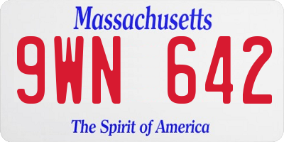 MA license plate 9WN642