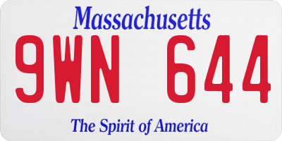 MA license plate 9WN644