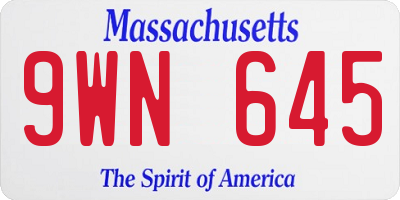 MA license plate 9WN645