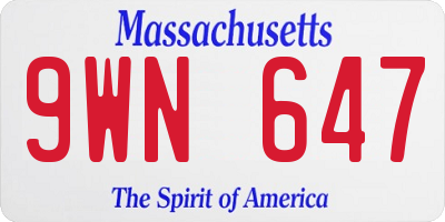 MA license plate 9WN647
