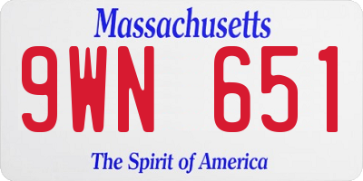 MA license plate 9WN651