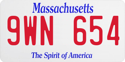 MA license plate 9WN654