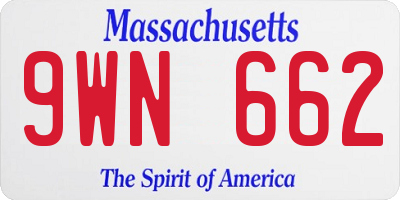 MA license plate 9WN662