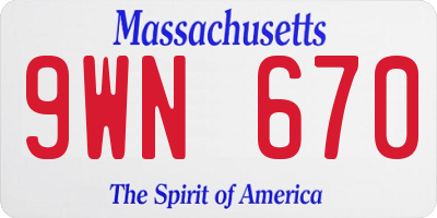 MA license plate 9WN670
