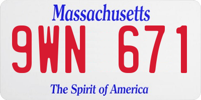 MA license plate 9WN671