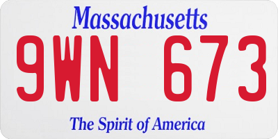 MA license plate 9WN673