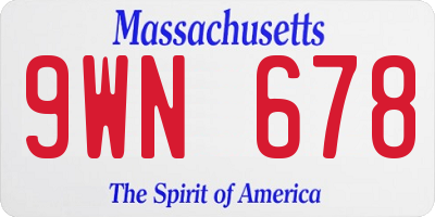 MA license plate 9WN678