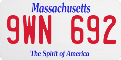 MA license plate 9WN692