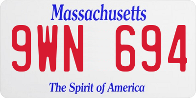 MA license plate 9WN694