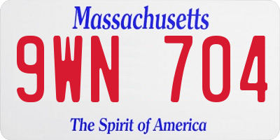MA license plate 9WN704
