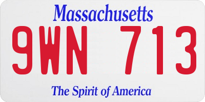 MA license plate 9WN713