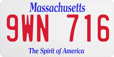 MA license plate 9WN716