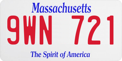 MA license plate 9WN721