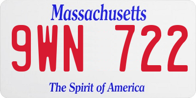 MA license plate 9WN722