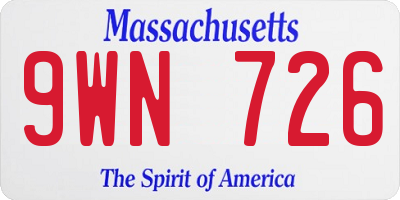 MA license plate 9WN726