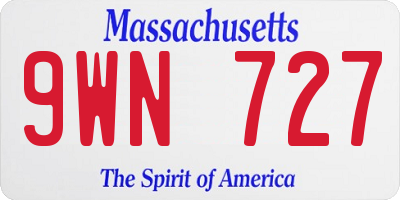 MA license plate 9WN727