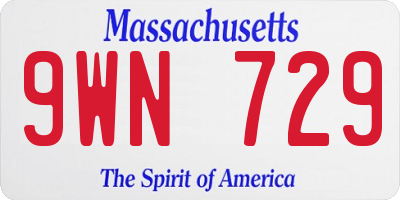 MA license plate 9WN729