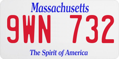 MA license plate 9WN732