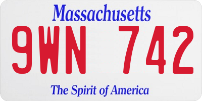 MA license plate 9WN742