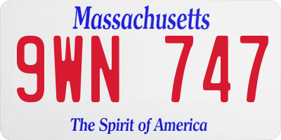 MA license plate 9WN747