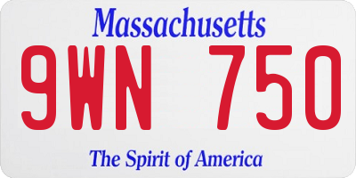 MA license plate 9WN750