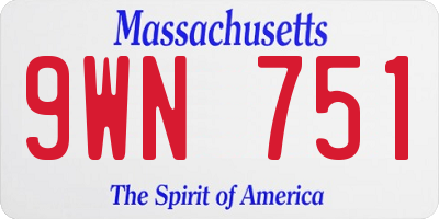 MA license plate 9WN751