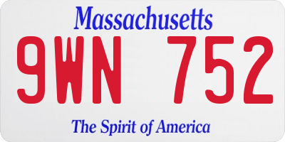 MA license plate 9WN752