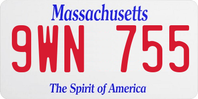 MA license plate 9WN755