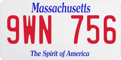 MA license plate 9WN756