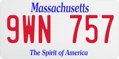 MA license plate 9WN757
