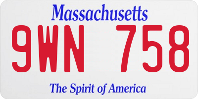 MA license plate 9WN758