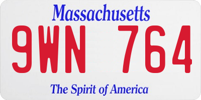 MA license plate 9WN764