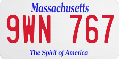 MA license plate 9WN767