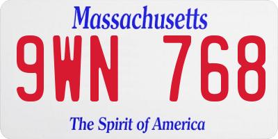 MA license plate 9WN768