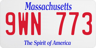 MA license plate 9WN773