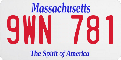 MA license plate 9WN781