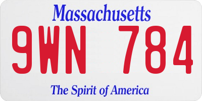 MA license plate 9WN784