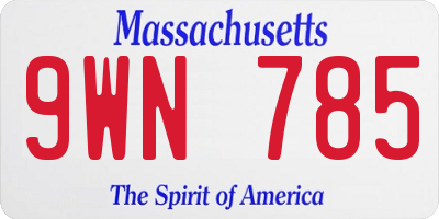 MA license plate 9WN785