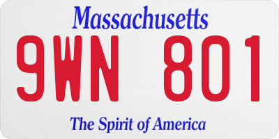 MA license plate 9WN801