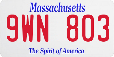 MA license plate 9WN803