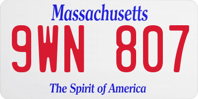MA license plate 9WN807