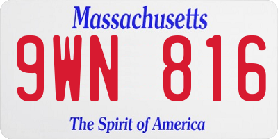 MA license plate 9WN816