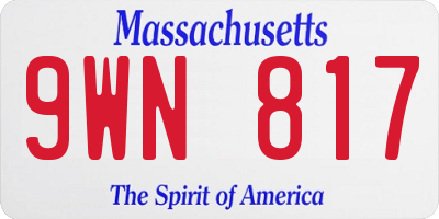 MA license plate 9WN817