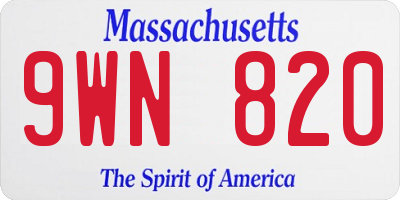 MA license plate 9WN820