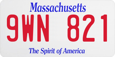MA license plate 9WN821