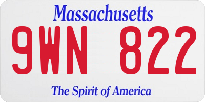 MA license plate 9WN822