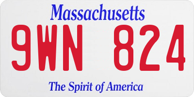 MA license plate 9WN824