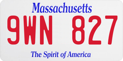 MA license plate 9WN827