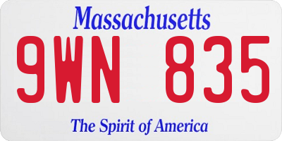 MA license plate 9WN835