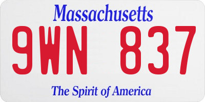 MA license plate 9WN837